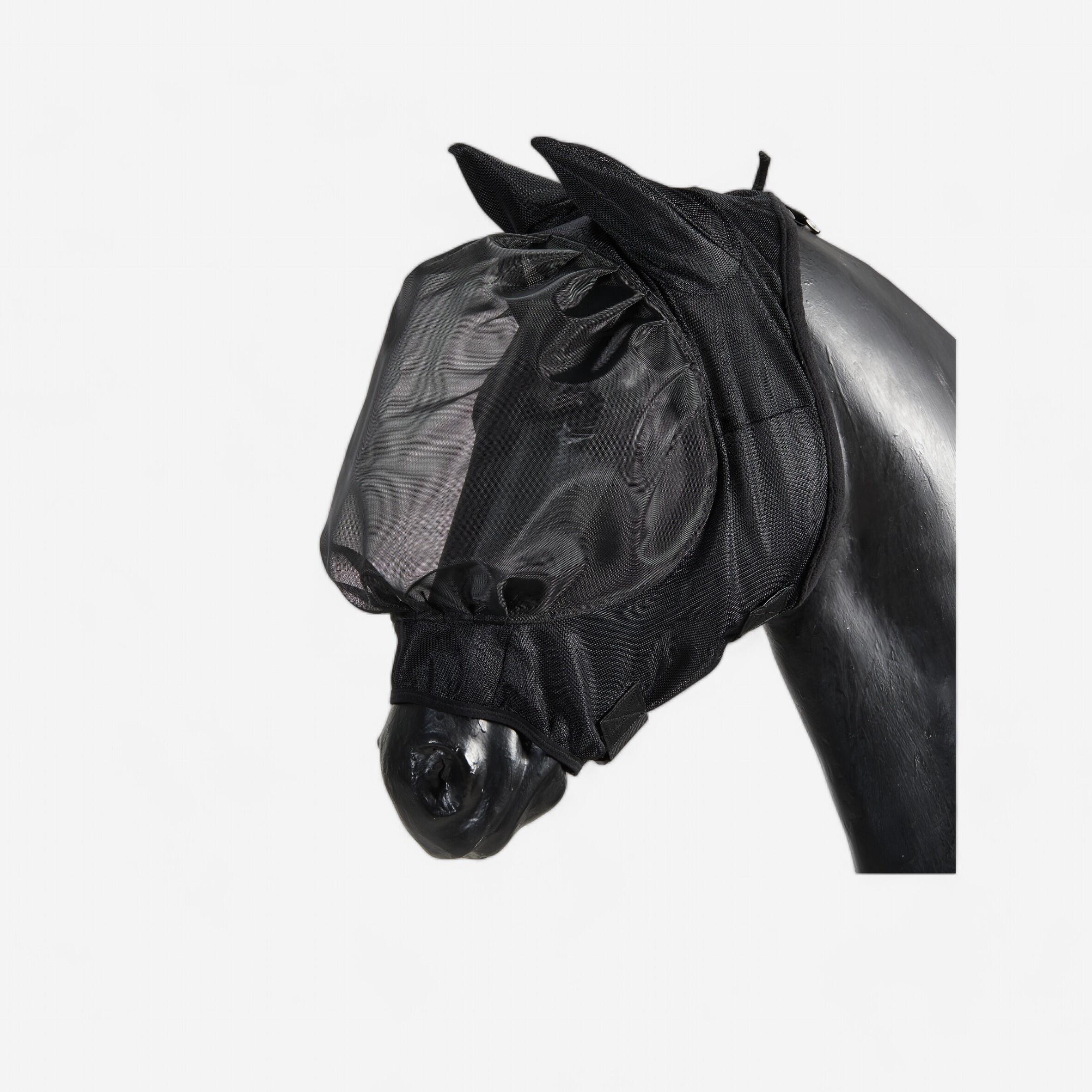 Masque anti,mouche équitation 500 poney noir